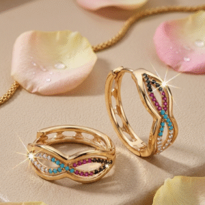 The Infinite Horizon Multi-Colour Ombrè Infinity Hoops-Gold Finish