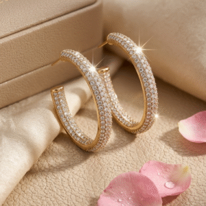 Stardust Cascade Bold Gold Micro-Pavè Thick Inside Out Hoops-Gold Finish