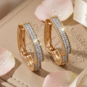 Palazzo Lustre Vintage Gold Textured Quatrefoil Hoops-Gold Finish
