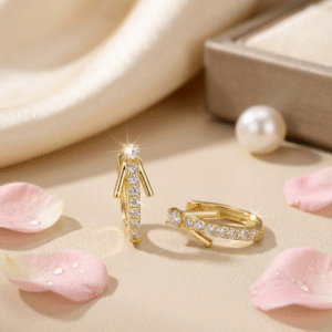 Lumina Luxury Pavè Pearl Minimalist Hoops-Gold Finish