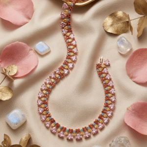 The Blush Aurora Pear-Cut Luxury Pink Drop Choker Set-Rose Pink Finish