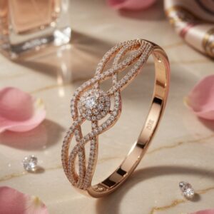 The Entwined Destiny Diamond-Style Kada Bracelet-Gold Finish
