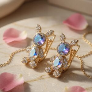 The Whimsical Luxe Teddy bear Hoops-Gold Finish