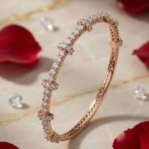 Verona Intermittent Starburst Diamond-Style Kada Bracelet-Gold Finish