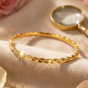 The Gilded Plait Premium Braided Textured Gold Bangle-Gold Finish