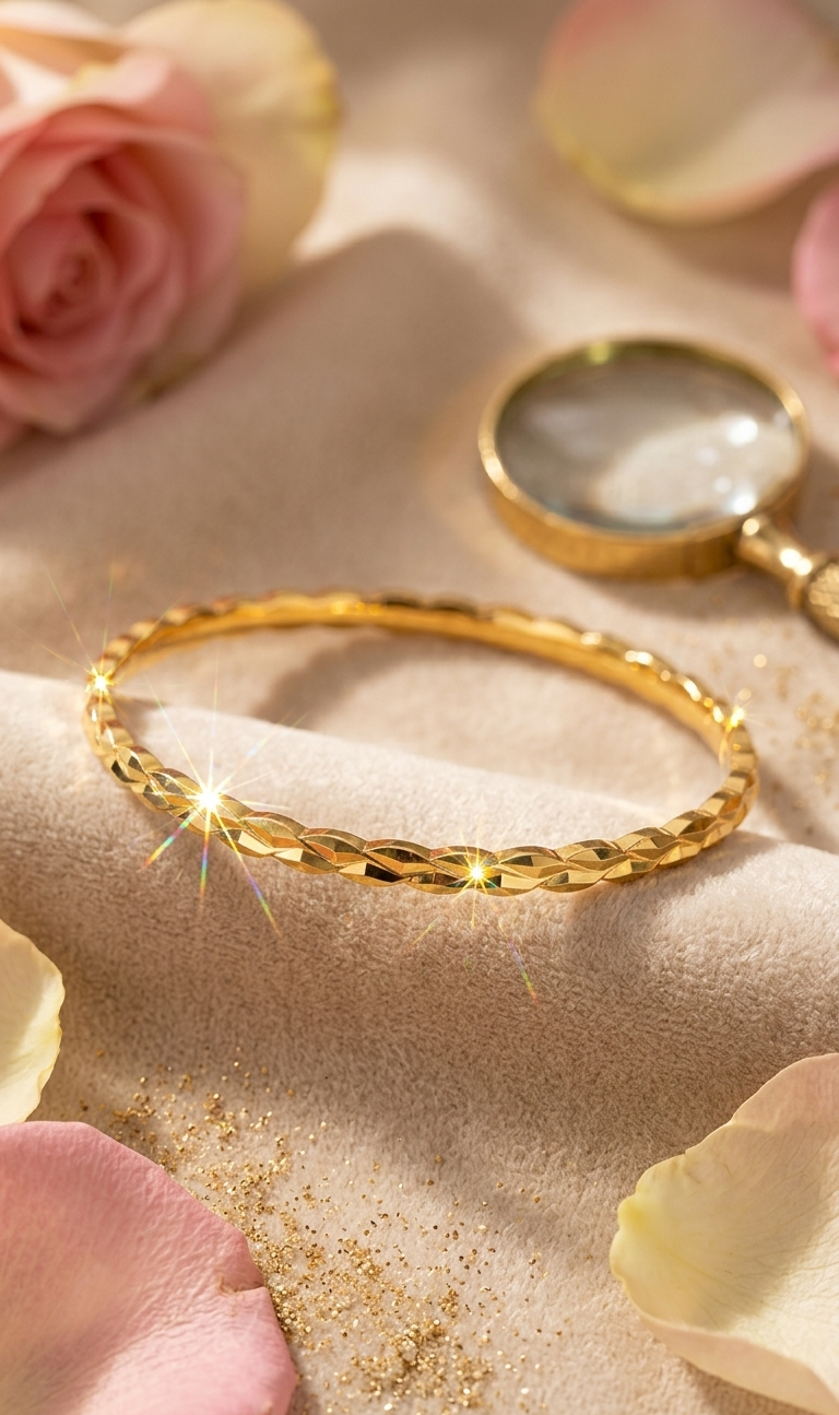 The Gilded Plait Premium Braided Textured Gold Bangle-Gold Finish