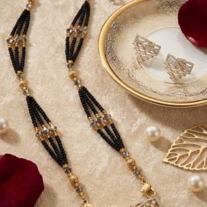 The Ira Multi-Strand Contemporary Trapezium Mangalsutra Set-Gold Finish