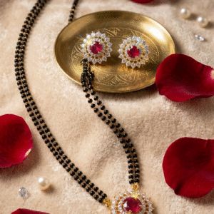 The Diya Radiant Ruby Sunburst Contemporary Mangalsutra Set-Gold Finish
