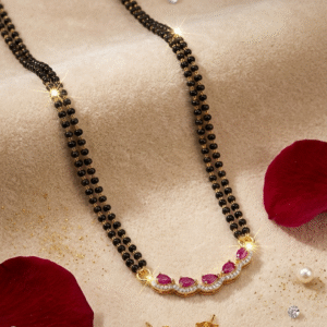 The Navy Ruby Drop Dual-Strand Mangalsutra-Gold Finish