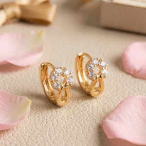 Open-Circle Cluster Twist Hoops-Gold Finish