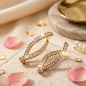 The Infinite Wave Diamond-Style Intersecting Hoops-Gold Finish