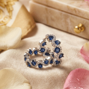 The Windsor Wave Inside Out Sapphire And Diamond Hoops-Platinum Finish