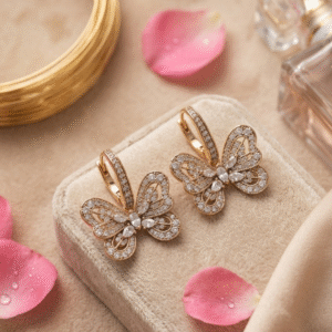 The MariposaPavè Diamond Butterfly Huggie Hoops-Rose Gold Finish