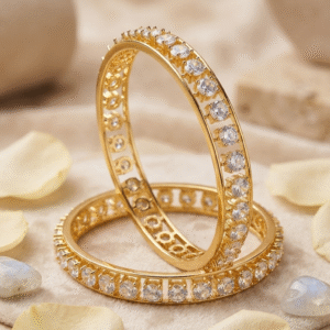 The Aura Eternity Diamond-Cut Luminary Kada Bangles-Gold Finish