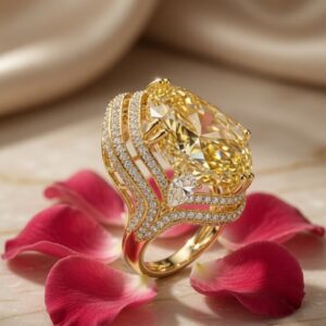 Imperial Canary Yellow Sapphire Tiered Statement Ring-Gold Finish