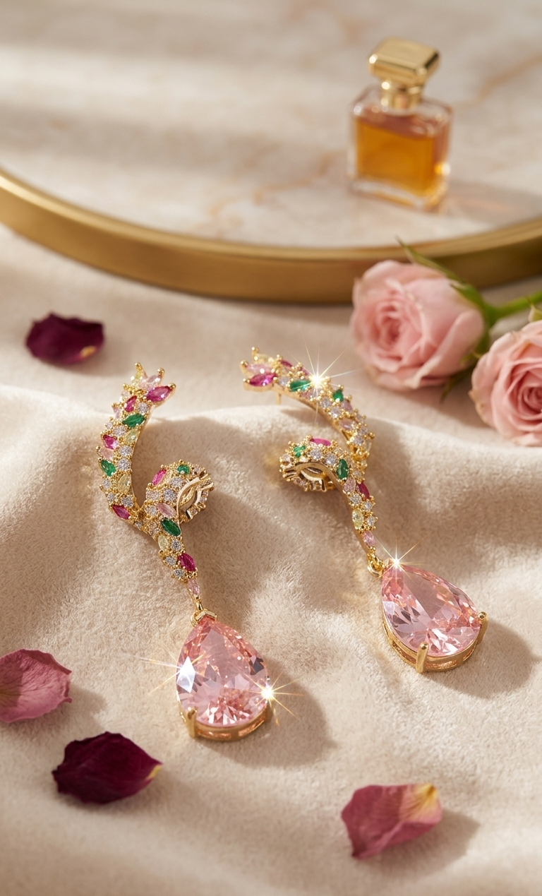 Solis Citrine Yellow Pear Drop Earrings-Gold Finish