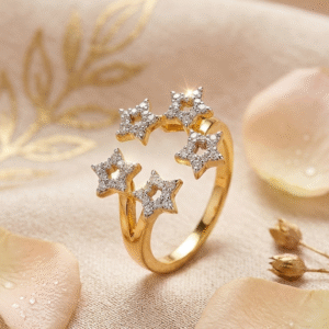 The Constellation Cuff Diamond Starburst Ring-Gold Finish