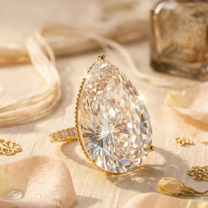 The Sovereign Pear Diamond Statement Ring-Gold Finish