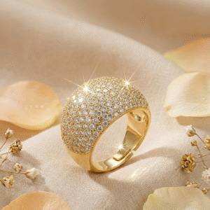 The Aurelia Diamond Pavè Dome Ring-Gold Finish