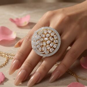 The Elysian Circular Diamond Cluster Statement Ring-Gold Finish