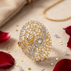 The Cleopatra Two-Tone Openwork Cocktail Ring-Gold Finish