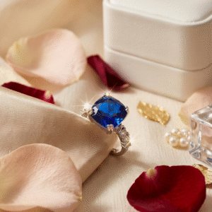 The Windsor Cushion-Cut Blue Sapphire Engagement Adjustable Ring-Platinum Finish