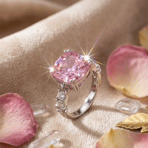 The Duchess Cushion-Cut Pink Diamond-Style Adjustable Ring-Platinum Finish