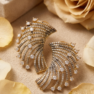 The Valkyria Gold Pavè Angel Wings Earrings-Antique Finish