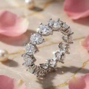 The Imperial Teardrop Pear-Cut Diamond Eternity Band Ring-Platinum Finish