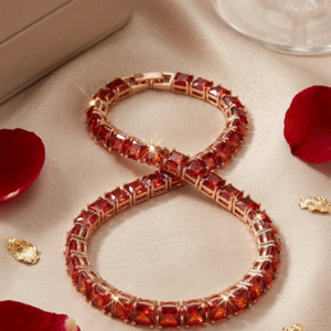 Valentina Crimson Solitaire Ruby Red Bracelet-Gold Finish