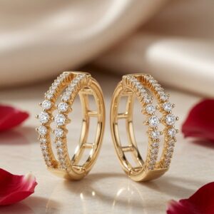 Elysian Tiered Pavè Hoops-Gold Finish