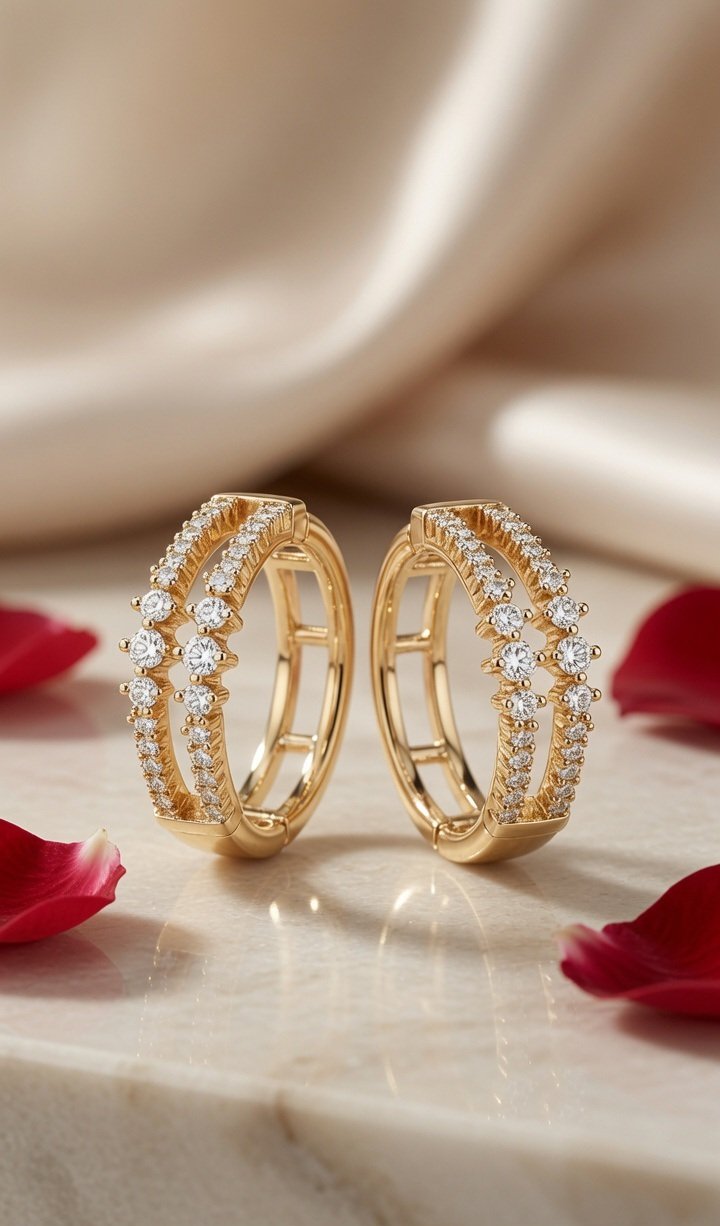 Elysian Tiered Pavè Hoops-Gold Finish