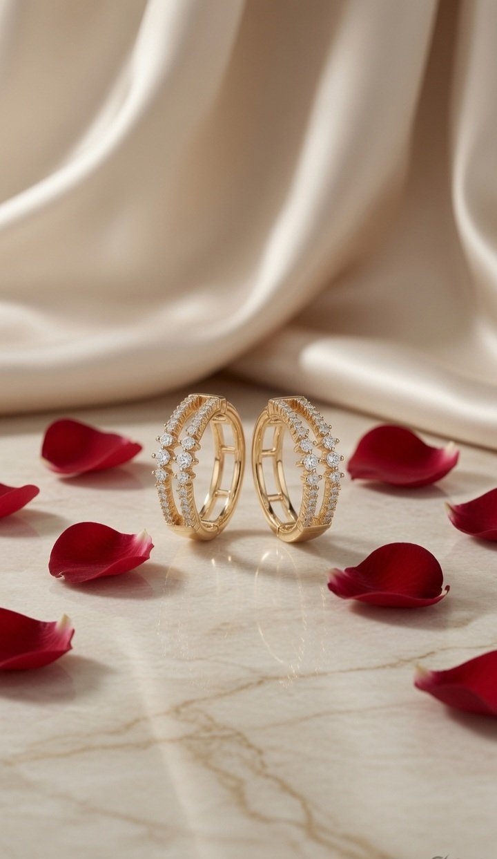 Elysian Tiered Pavè Hoops-Gold Finish - Image 3
