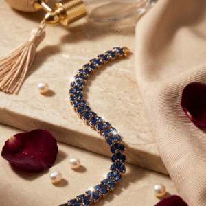 The Sapphire Sovereign Multi-Row Teardrop Tennis Bracelet-Gold Finish