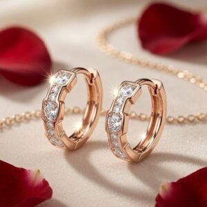 Octavia Geometric Pavè Hoops-Gold Finish