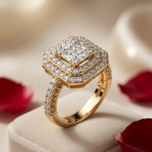 The Genevieve Geometric Princess-Cut Illusion Adjustable Ring-Gold Finish