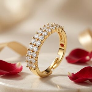 Amara Double Row Eternity Style Adjustable Ring-Gold Finish