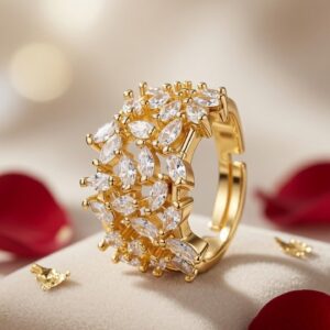 Radiant Classic Luxury Eternity Cluster Adjustable Ring-Gold Finish