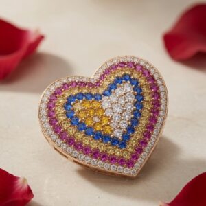 The Amora Multicolor Gemstone Heart Pendant-Gold Finish