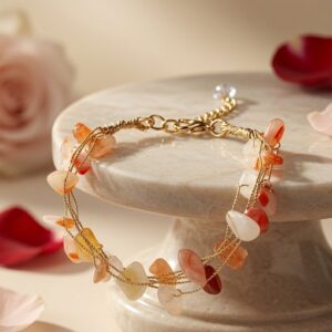 Sienna Sunset Raw Agate Wire Bracelet-Gold Finish