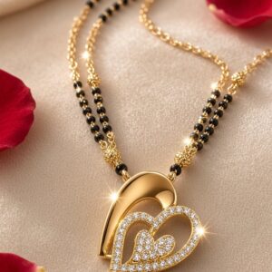 Eternal Devotion Dual-Heart Diamond-Style Mangalsutra-Gold Finish