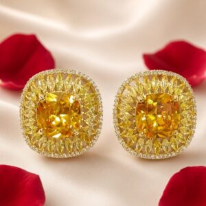 The Solstice Canary Yellow Starburst Earrings-Gold Finish