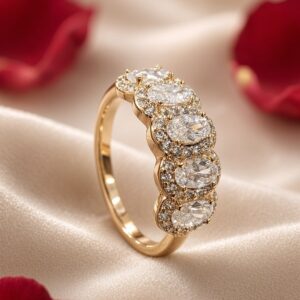Celeste Oval Cut Multi-Halo Oval Anniversary Ring-Gold Finish(Size 7)