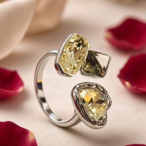 Aurelia Yellow Sapphire Multi-Cut Open Adjustable Ring-Platinum Finish