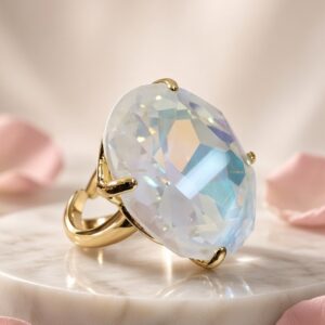 Opalescent Prism Oval Cocktail Adjustable Ring-Gold Finish