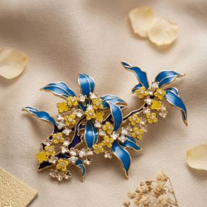 The Cerulean Blossom Forget-Me-Not Inspired Brooch-Gold Finish