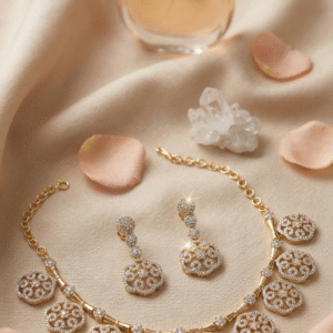 The Penelope Filigree Medallion Floral Beatrice Mandala Choker Set-Gold Finish