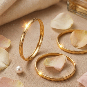 Elena Textured Edge Slip-on Minimalist Bangles-Gold Finish