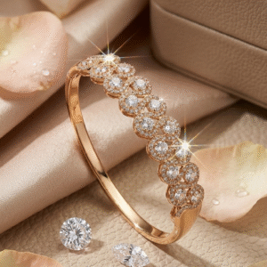 Genevieve Linked Eternity Interlocking Kada Bracelet-Gold Finish