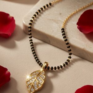The Amaya Leaf Luxury Diamond-Style Mangalsutra-Gold Finish